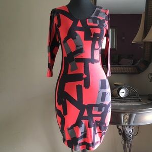 PEOPLES LIBERATION RED BRUSHSTROKE T-SHIRT DRESS L